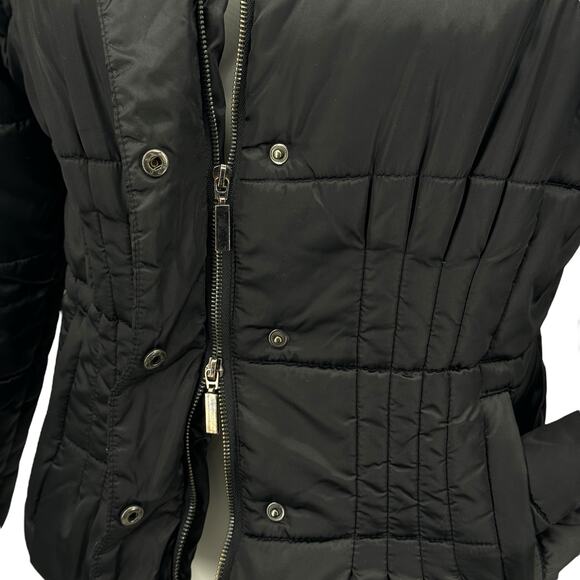 Biancoghiaccio Puffer Jacket Down Short Quilted Womens SZ L Black Minimalist Ski - Picture 9 of 13